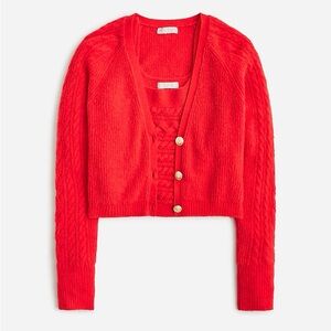 J Crew Medium Red Supersoft Cropped Cable Knit Sweater Tank Set Wool Blend New
